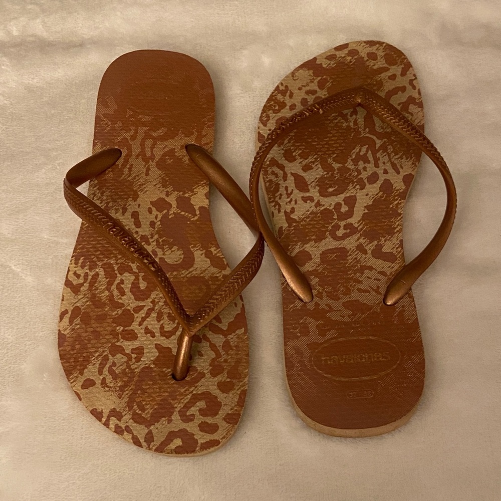 Havaianas Women's Leopard Print Sandals - Brown